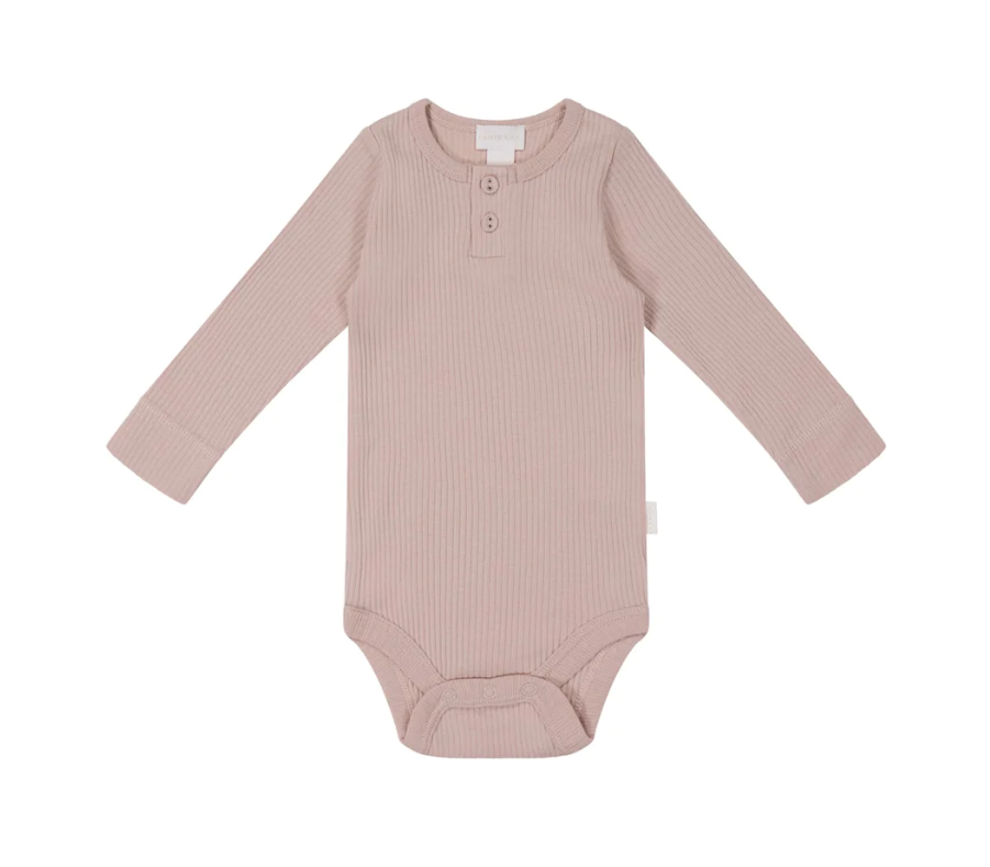 Organic Cotton Modal Long Sleeve Bodysuit - Dreamy Pink