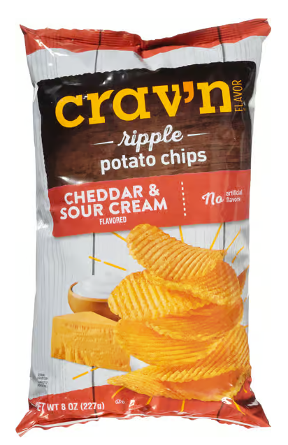 Crav'n Flavor Ripple Cheddar & Sour Cream Potato Chips 8oz