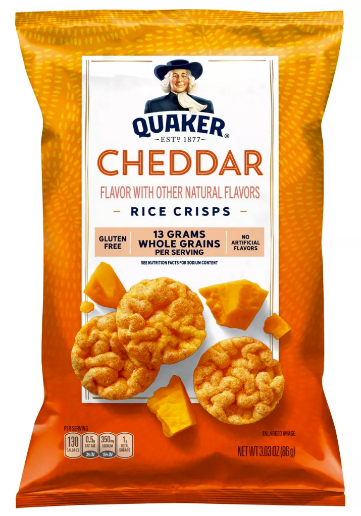 Quaker Popped Rice Crisps Cheddar Cheese 3.03oz