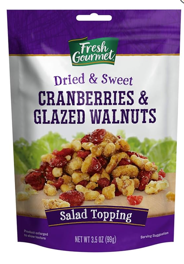 Fresh Gourmet Dried & Sweet Cranberries & Glazed Walnuts x 3.5oz