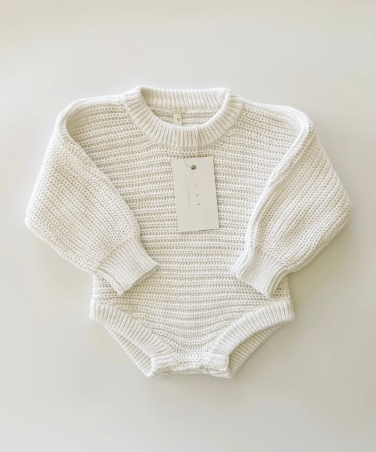 Chunky Knit Onesie ‘Dove’ 0-6m