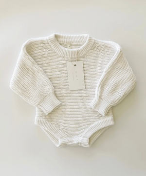 Chunky Knit Onesie ‘Dove’ 0-6m