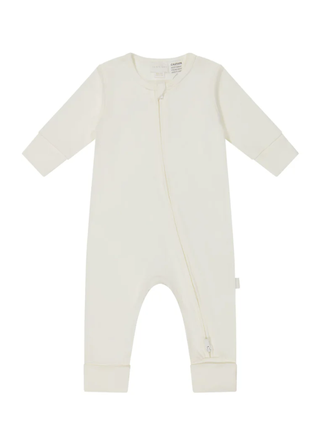 Pima Cotton Frankie Zip Onepiece - Milk 3-6m