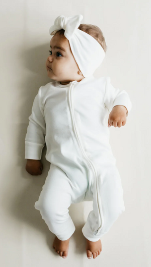 Pima Cotton Frankie Zip Onepiece - Milk 3-6m