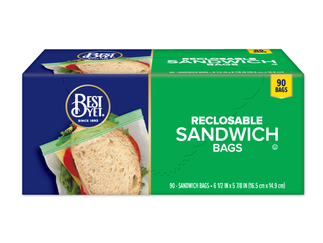 Best Yet Reclosable Sandwich Bags 90 Bags