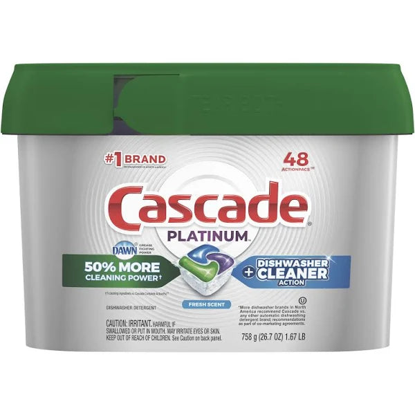 Cascade Platinum Dishwasher Tabs Fresh Scent 48 ct