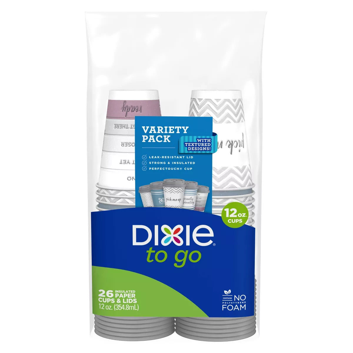 Dixie To Go Paper Cups with Lids 12oz / 26ct