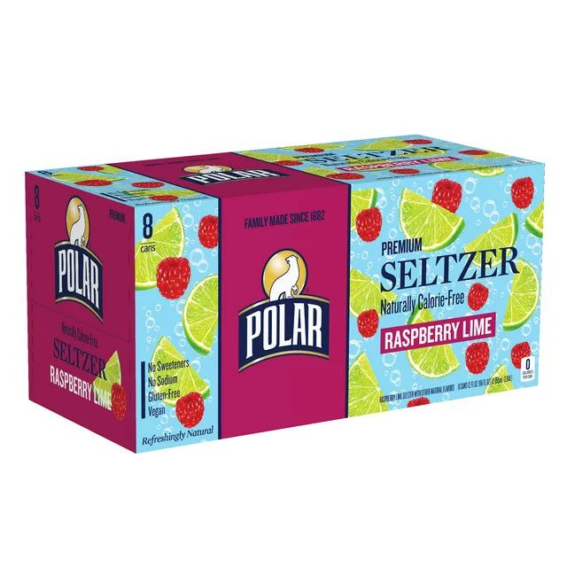 Polar Raspberry Lime Sparkling Seltzer 8 x 12 fl oz