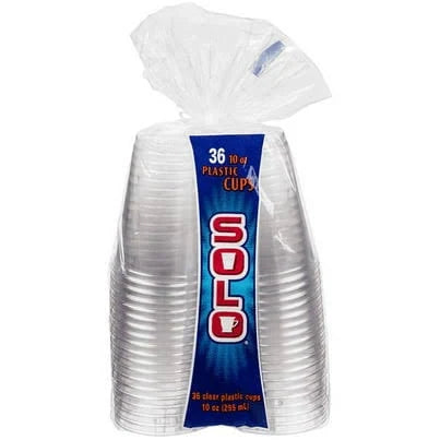 Solo Plastic Cups 10 Oz Clear x 36 Ct