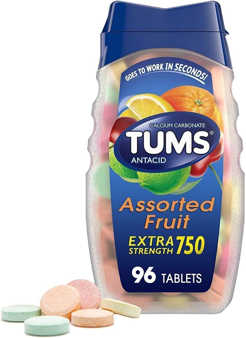 Tums Extra Strength 750 Assorted Fruit Chewable Tablets 96 ct