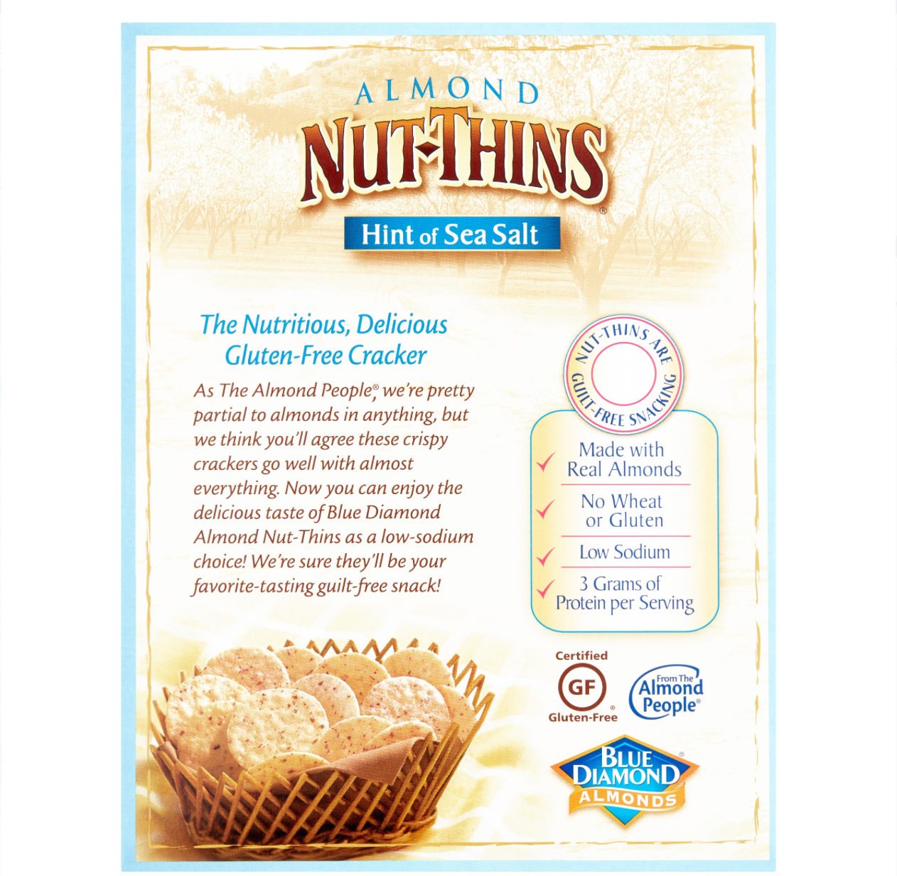 Blue Diamond Almond Nut-Thins, Hint of Sea Salt Rice Crackers x 4.25oz