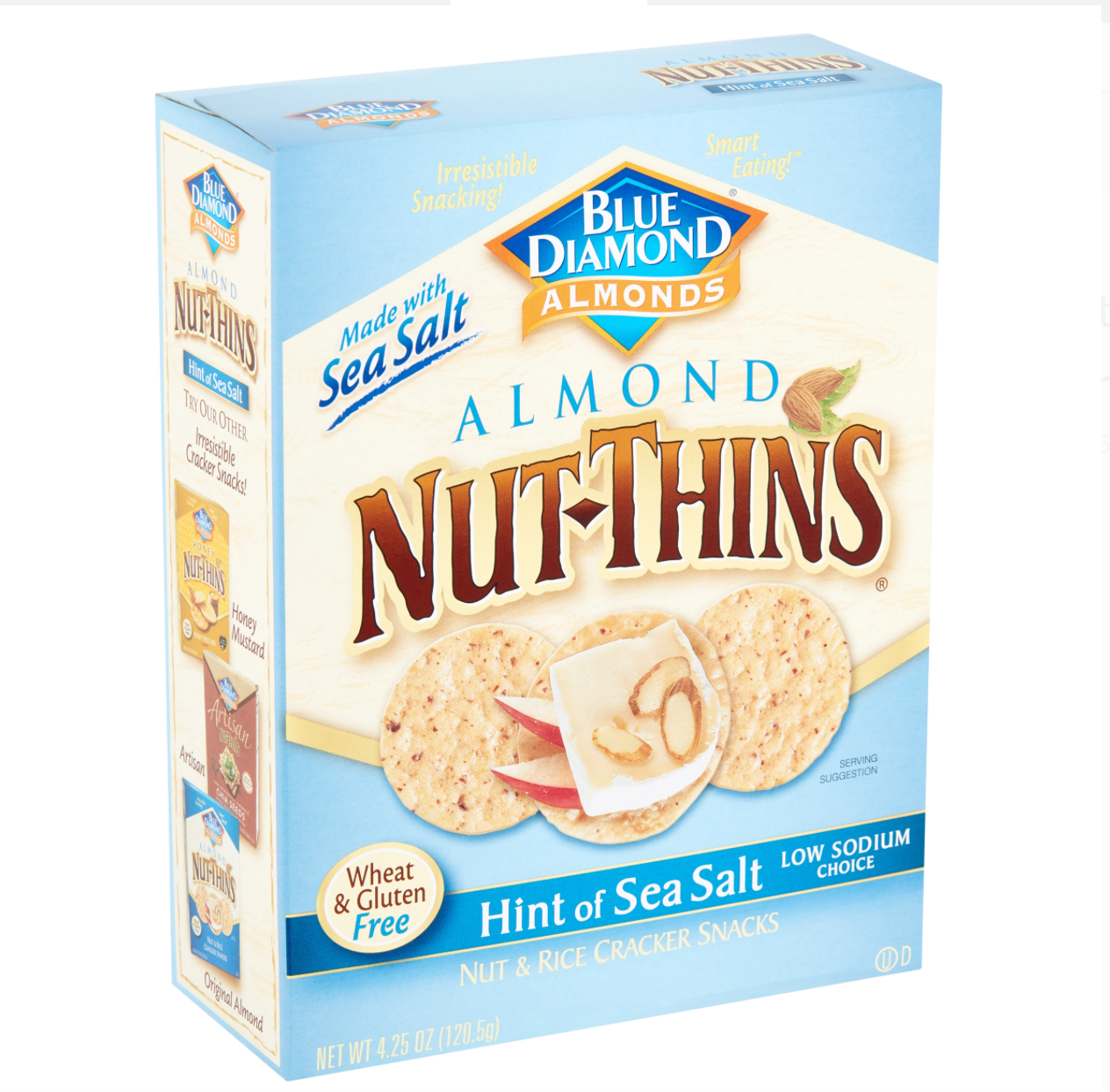 Blue Diamond Almond Nut-Thins, Hint of Sea Salt Rice Crackers x 4.25oz