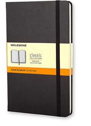 Moleskine Classic Hard Cover Ruled Notebook Black 5x8.25