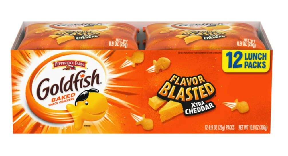 Pepperidge Farm Goldfish Flavor Blasted Crackers  Xtra Cheddar Snack Packs x 12 Count Multipack