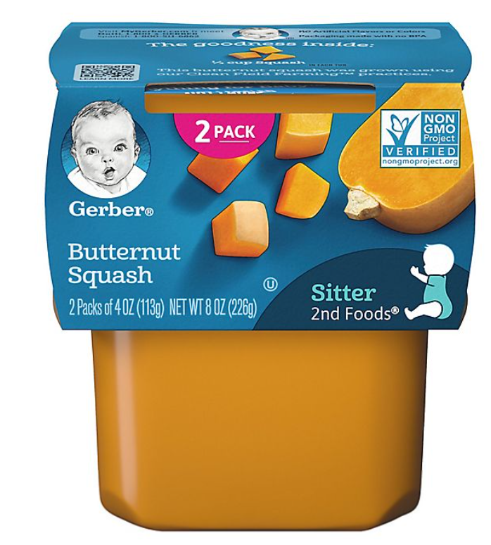 Gerber 2nd Foods Natural for Baby Baby Food, Butternut Squash, 4 oz Tubs (2 Pack)