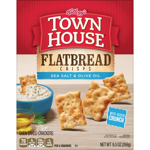 Kellogg's Town House Flatbread Crisps, Sea Salt & Olive Oil x 9.5 oz.