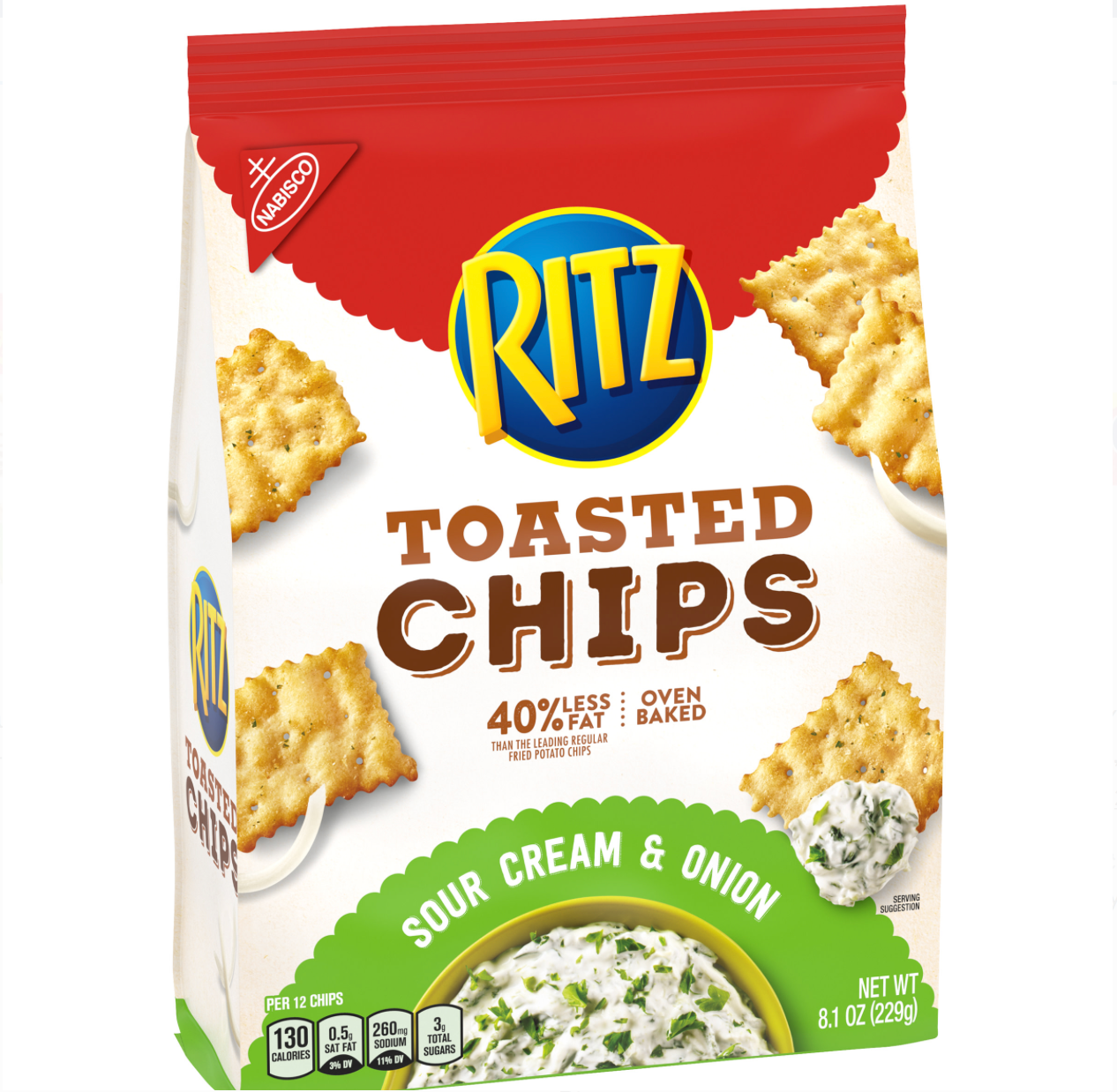 Ritz Toasted Chips, Sour Cream & Onion Crackers x 8.1oz