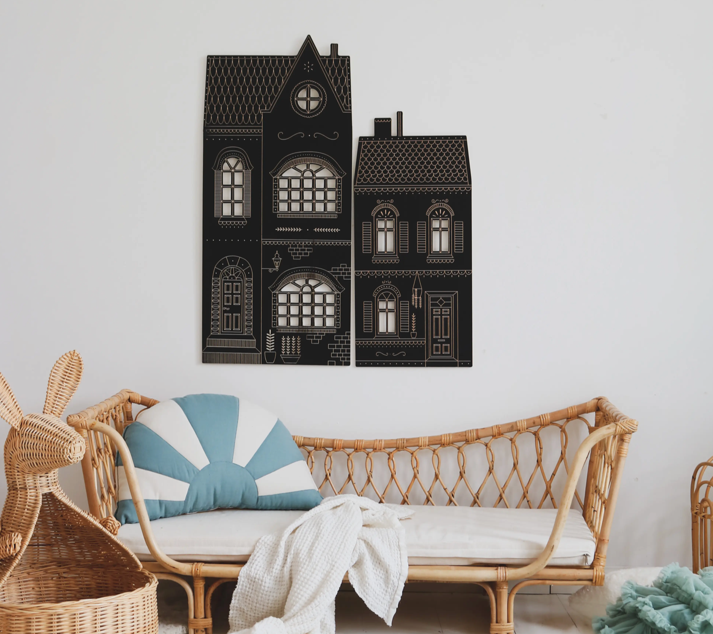 Wooden Tenament House Chalkboard Toy