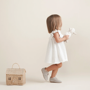 Flutter Pointelle Dress with Bloomers White 6 Months